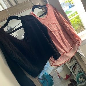 Long sleeve sweaters/one off shoulder shirt